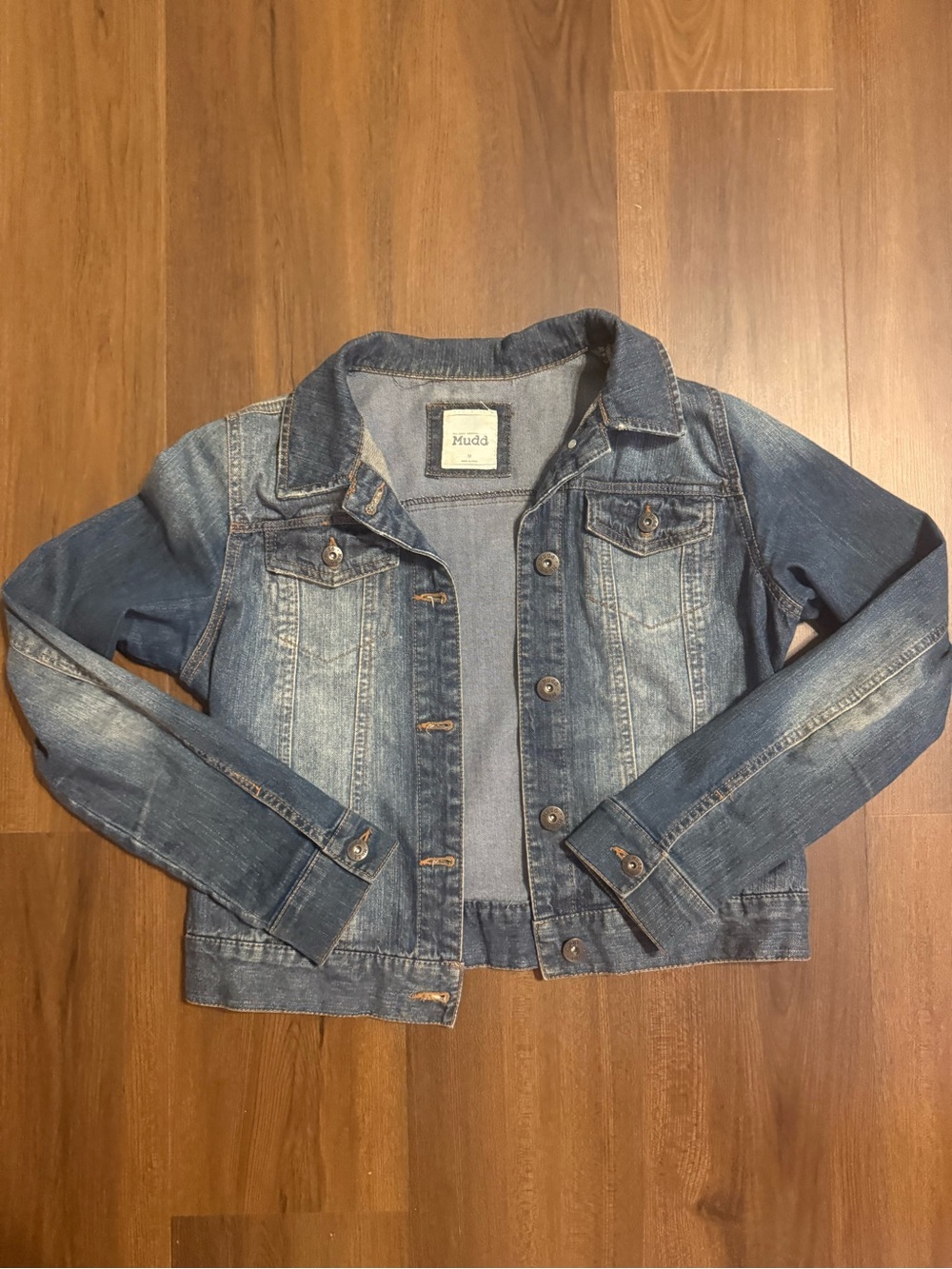 Mudd Juniors' Distressed Blue Denim Jacket
